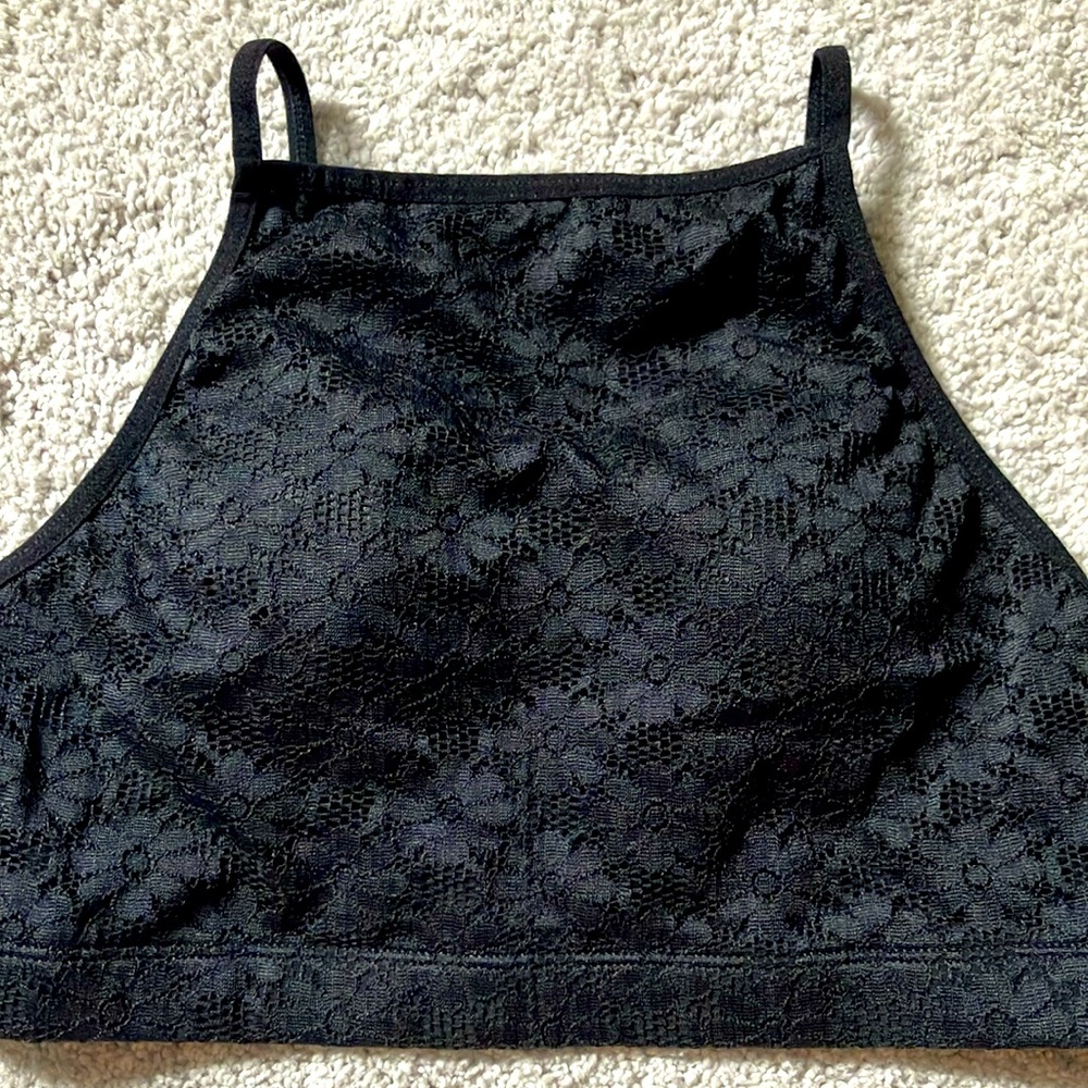 Venus Floral Lace High Neck Black Bralette S